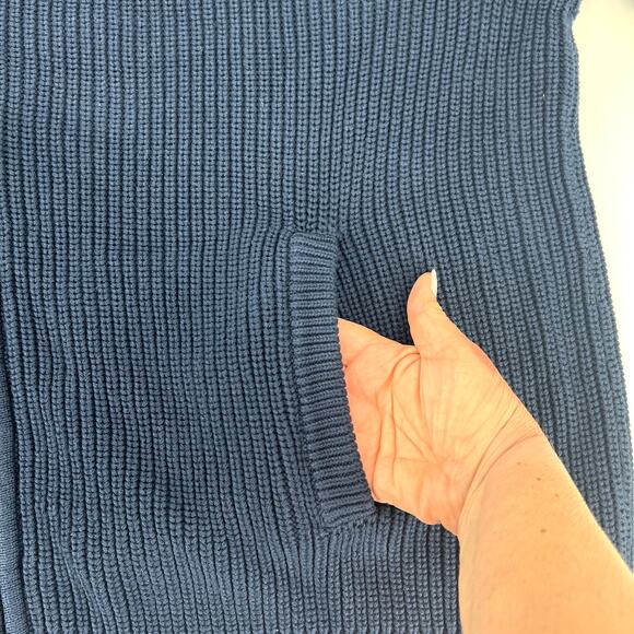 L.L. Bean Mens 100% Cotton Navy Cardigan Full Zip Sweater Pockets Size XL - Picture 5 of 8